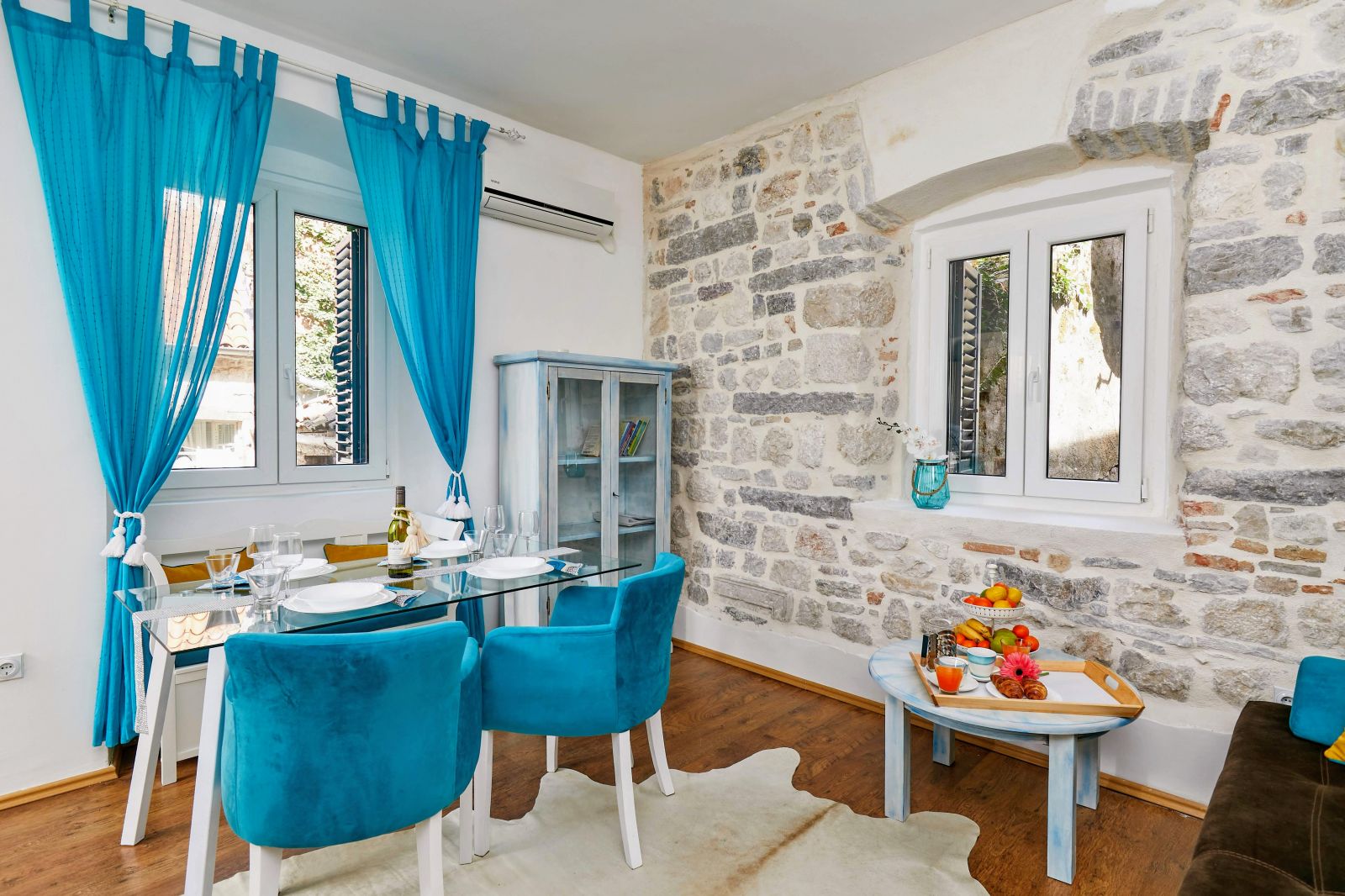 Kotor, Montenegro, stone wall living room
